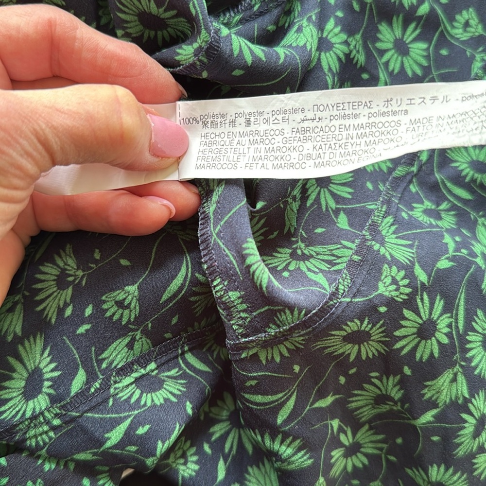 ZARA Elegant Green Floral Dress Sz M - Picture 6 of 13